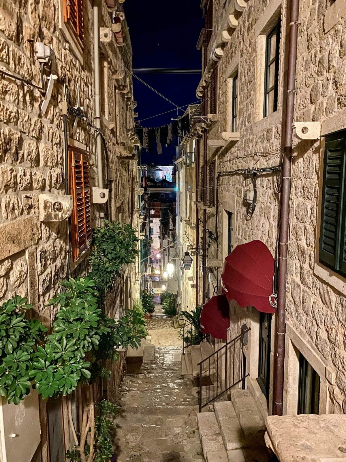 Dubrovnik city streets at night