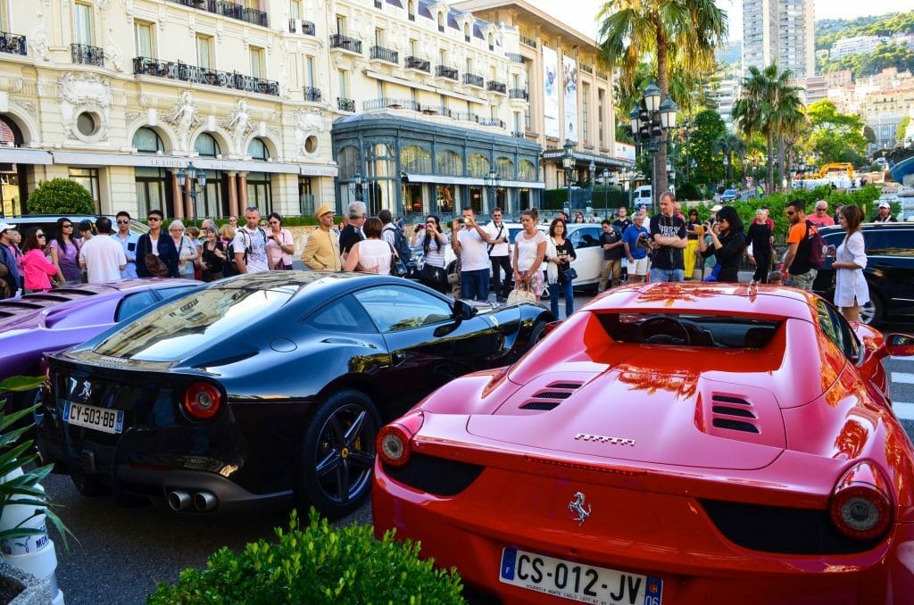 The cars in front of the casino