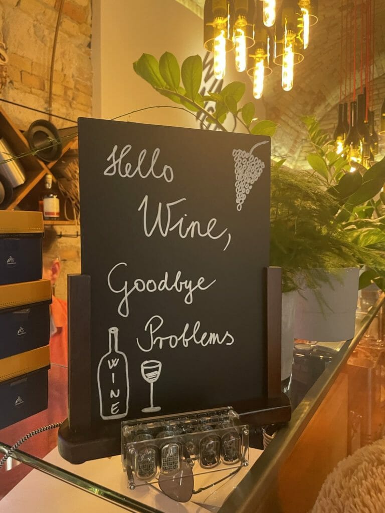 Wine sign at Wine Not