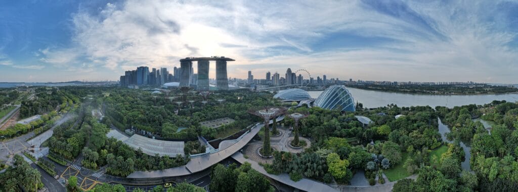 Marina Bay, Singapore July 13, 2022: The Landmark Buildings and Tourist Attractions of Singapore