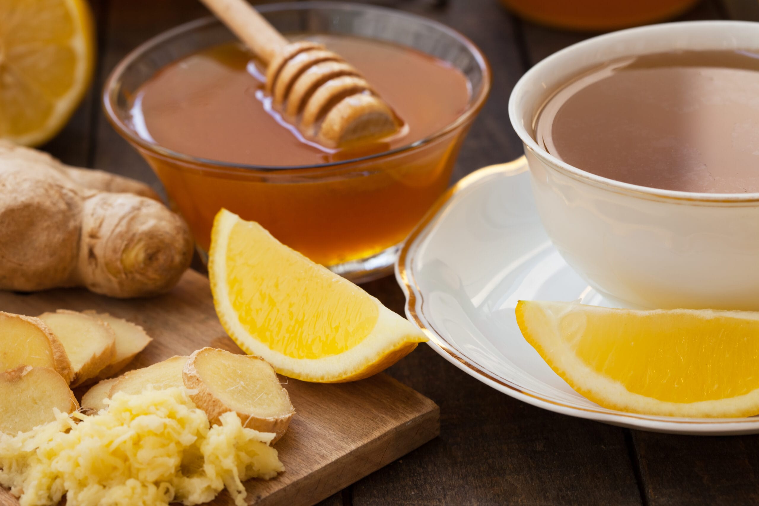 Ginger tea with lemon and honey
