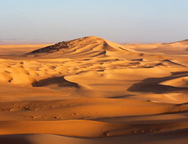 Sunset in the Sahara desert