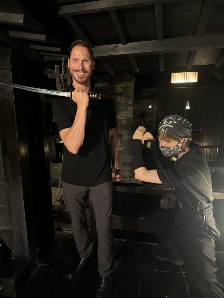 Ryan and our server at Ninja Dinner