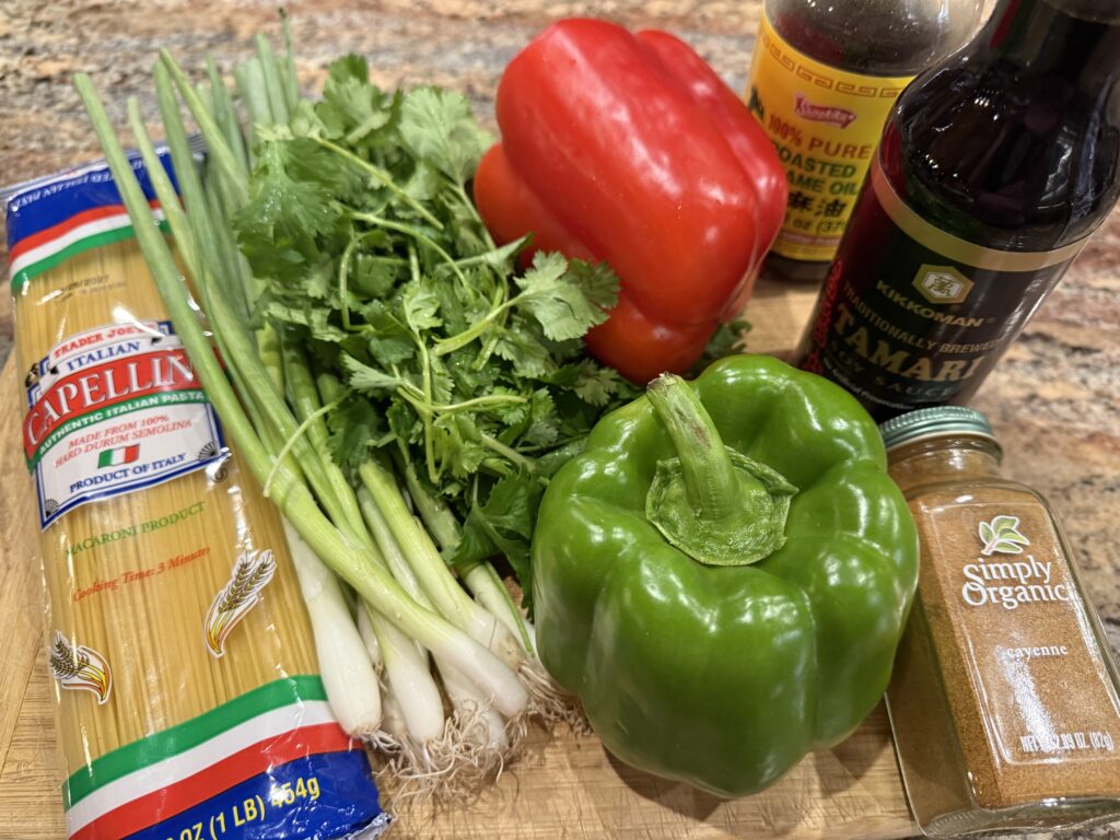 Asian capellini salad, Sesame Capellini with Sweet Peppers and Scallions