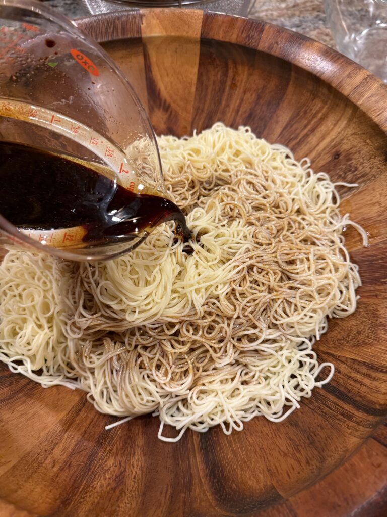 Asian capellini salad, Sesame Capellini with Sweet Peppers and Scallions
