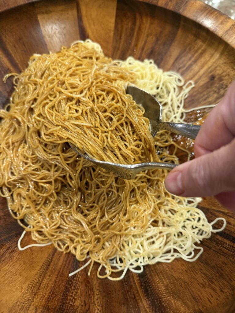 Asian capellini salad, Sesame Capellini with Sweet Peppers and Scallions