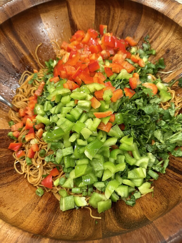 Asian capellini salad, Sesame Capellini with Sweet Peppers and Scallions