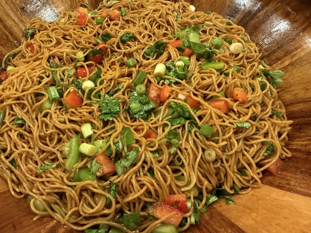 Asian capellini salad, Sesame Capellini with Sweet Peppers and Scallions