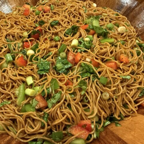 Asian capellini salad, Sesame Capellini with Sweet Peppers and Scallions