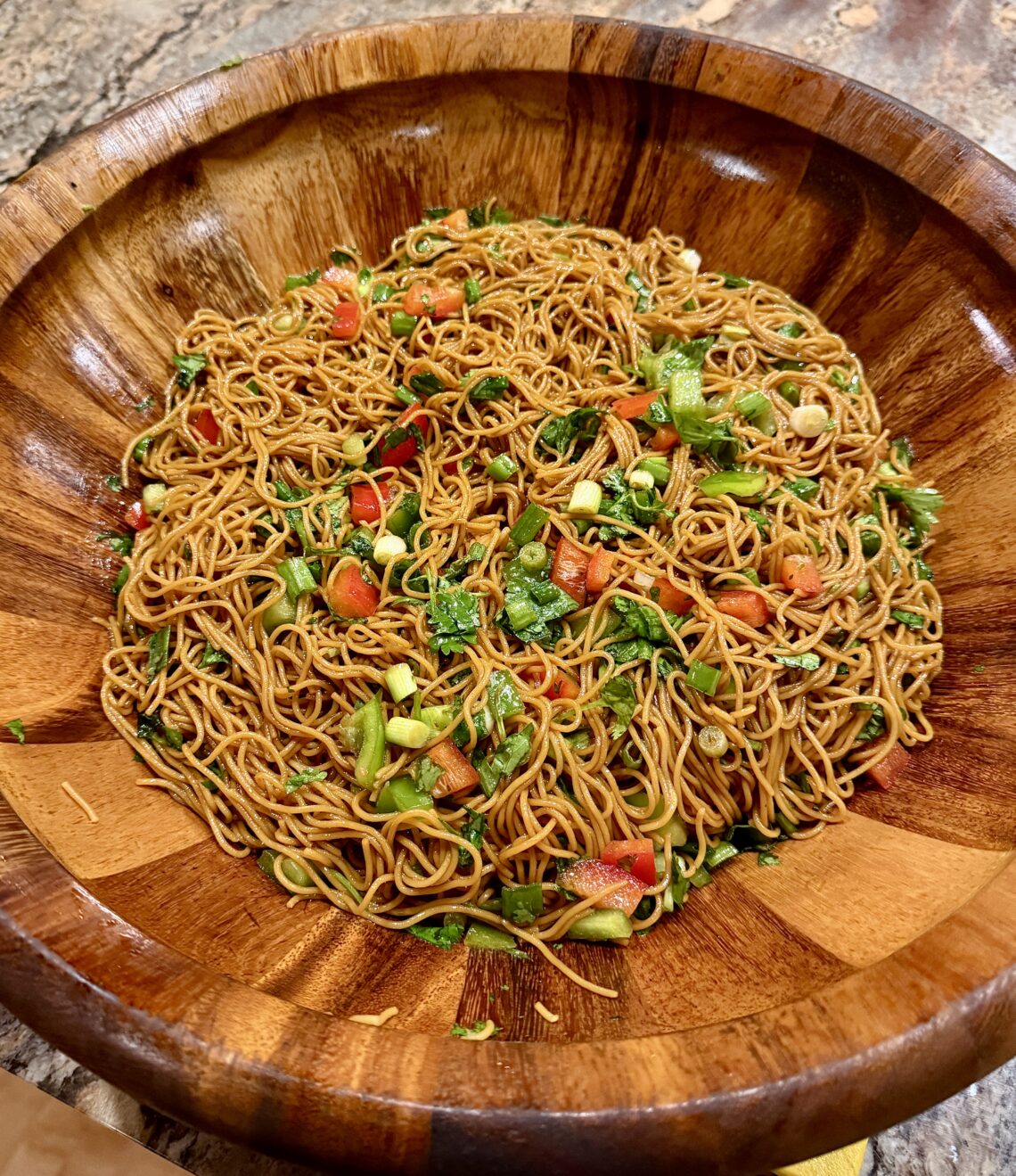 Asian capellini salad, Sesame Capellini with Sweet Peppers and Scallions