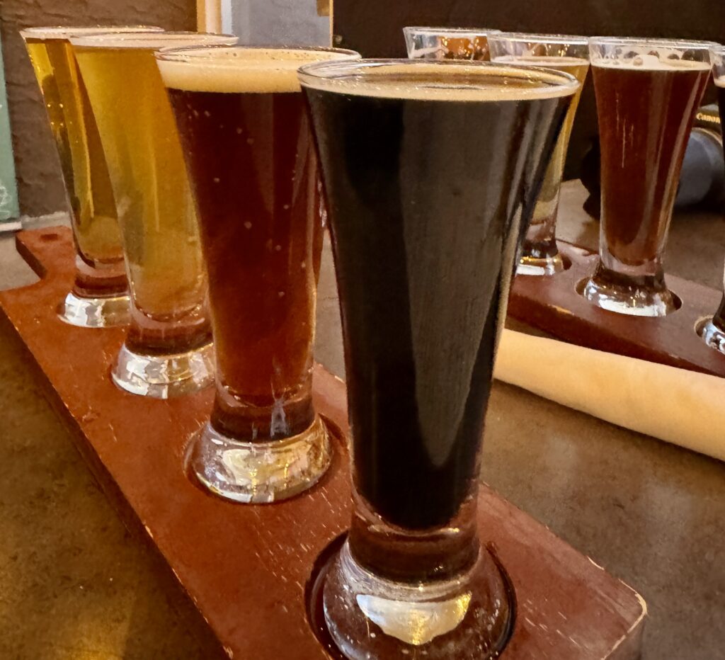 Beer sampler at Snitz Brewery