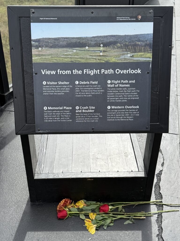 Sign at Flight 93 memorial Laurel Highlands