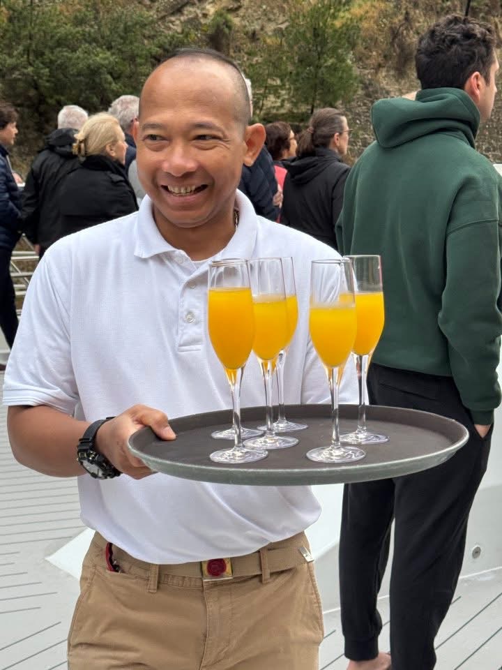 Mimosas for the Corinth Canal Passage