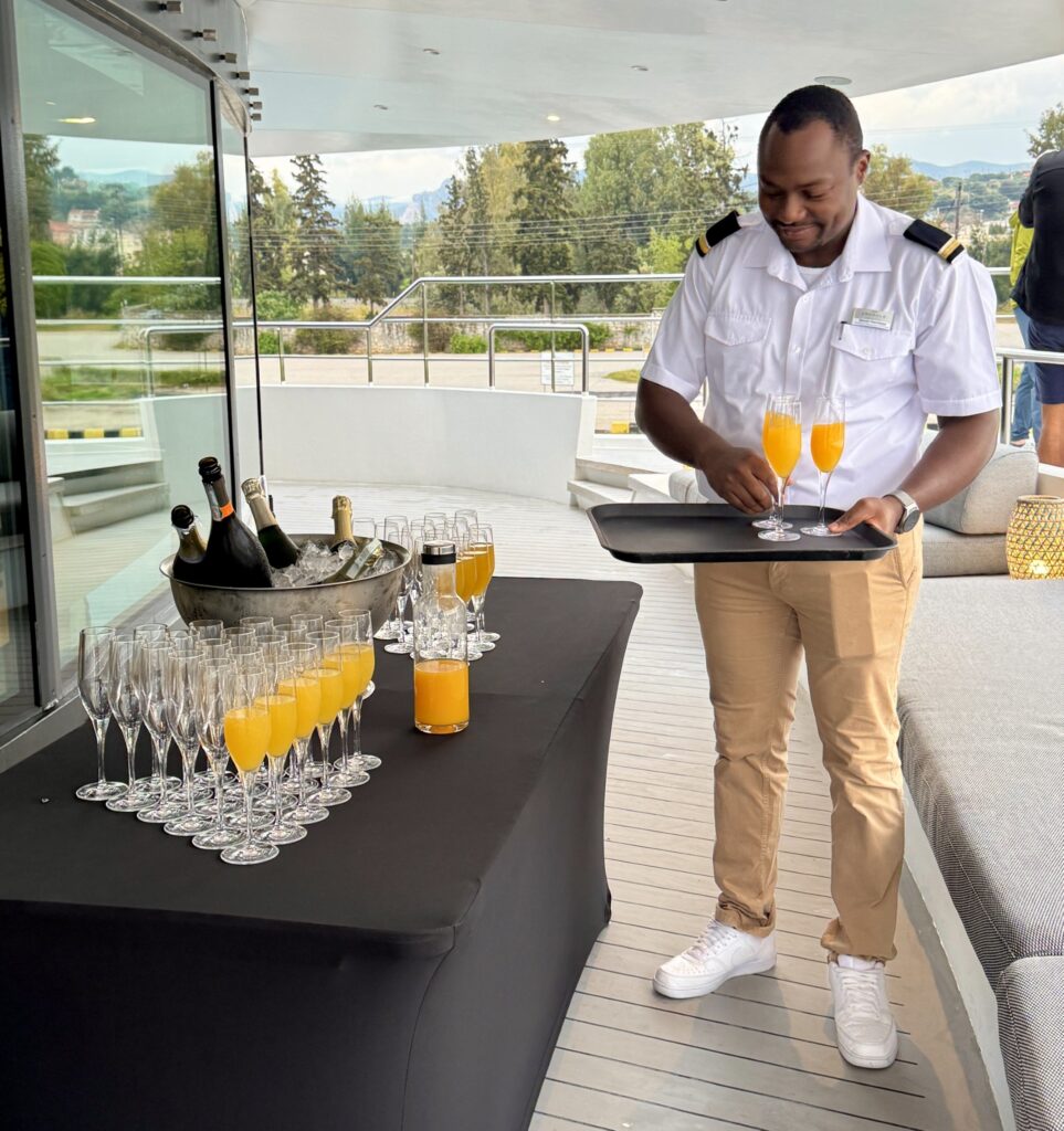 Champage and mimosa on deck