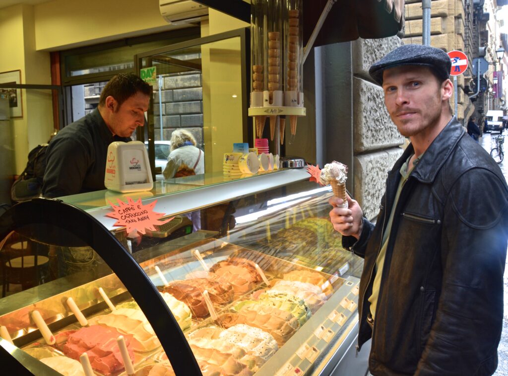 Ryan in Florence eating gelato