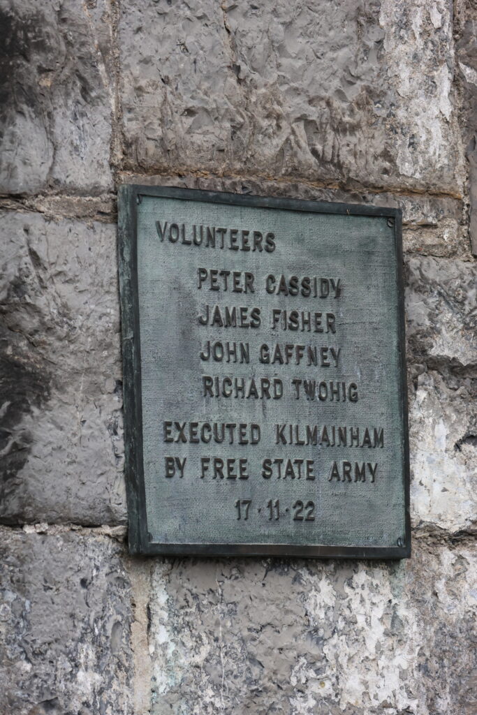 Plaque at Kilmainham Gaol