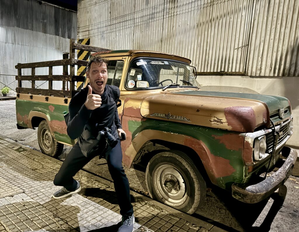 Ryan with Vintage truck in Colonia del Sacramento