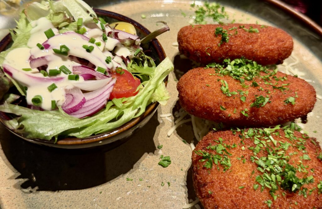 Salad and croquettes in Bruges