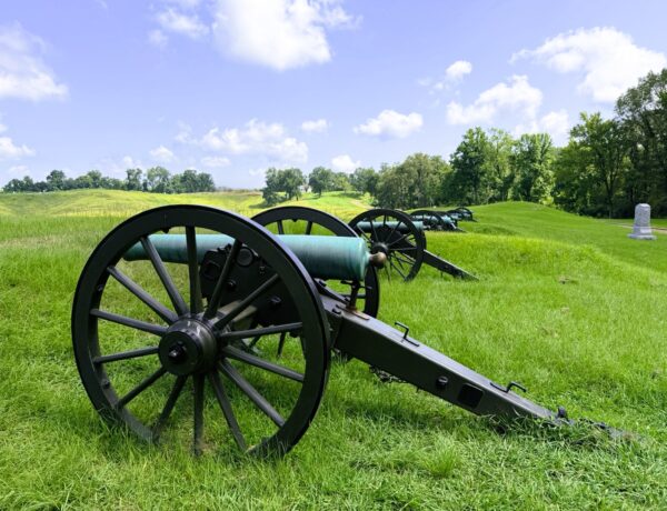 Vicksburg National Military Park with cannons on display