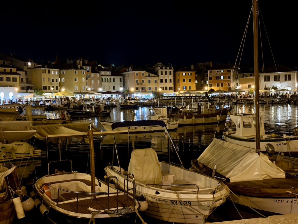 Rovinj water front in the evening